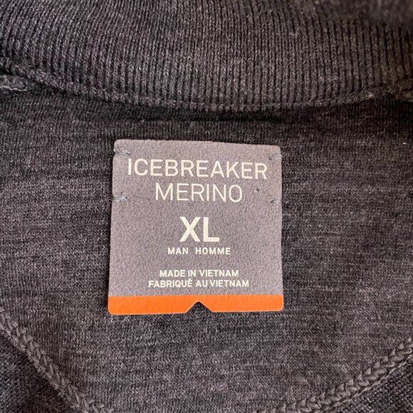 Icebreaker Men XL Dark Gray 320 1/4 Zip Sweater Merino Wool - Picture 10 of 11